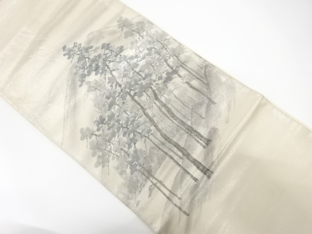 JAPANESE KIMONO / ANTIQUE FUKURO OBI / SILK / HAND PAINTED / DISTANT MOUNTAINS